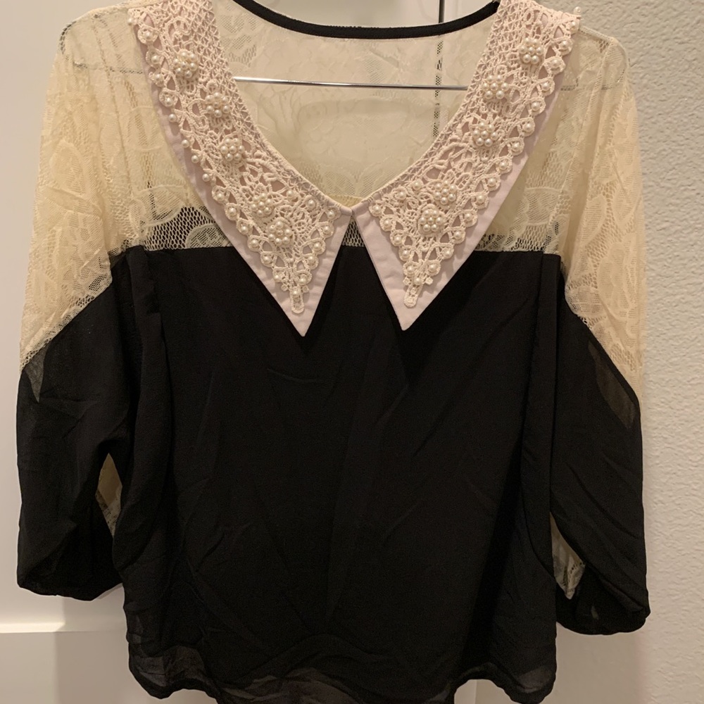 Anthropologie pearl collar blouse